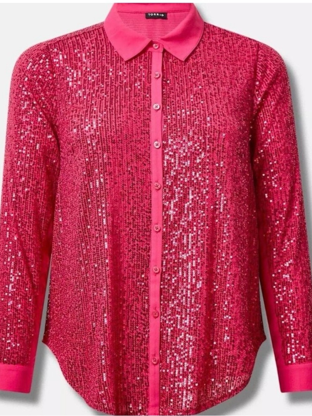 torrid Madison Hot Pink Sequin Button-Down Shirt Size 5 NWT
